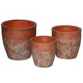 Urban Trends Collection Ceramic Short Wide Round Flower Pot, Vermilion - Set of 3 51104